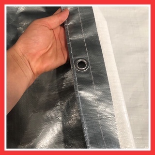 Bạt Che Nắng Mưa Xám Trắng 200g/1m2, kích thước có sẵn, miễn phí may viền đóng khoen